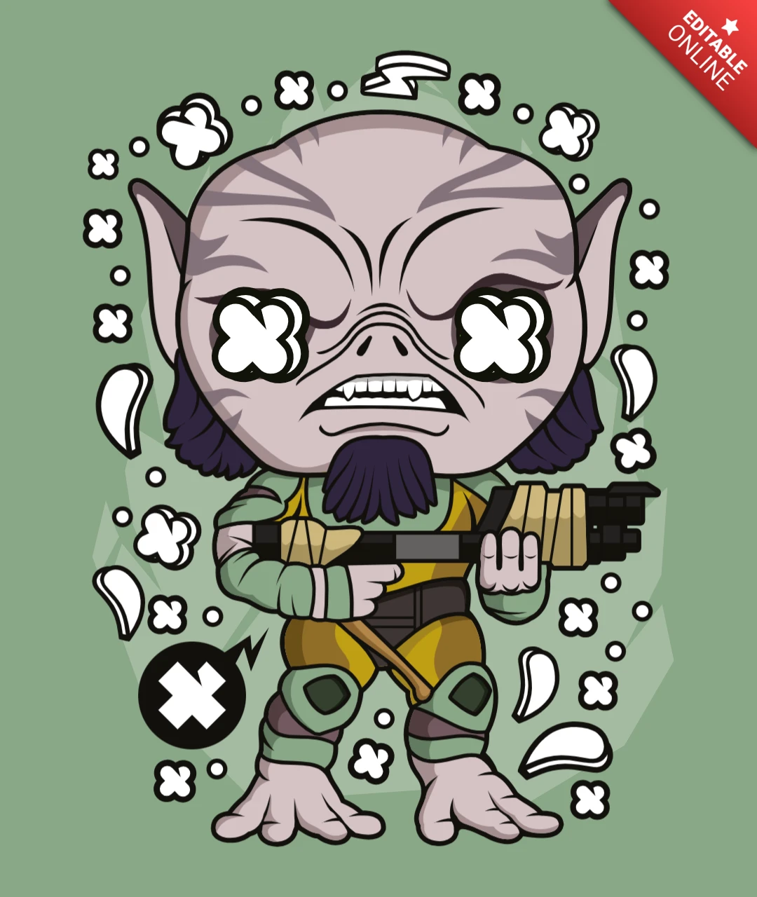 Star wars rebels zeb pop culture t-shirt design template