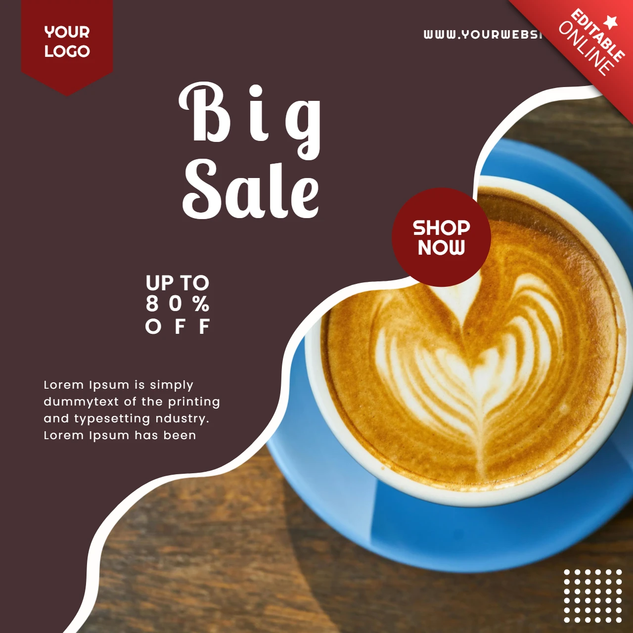 Big Sale Coffee Shop Social Media Post Design Template