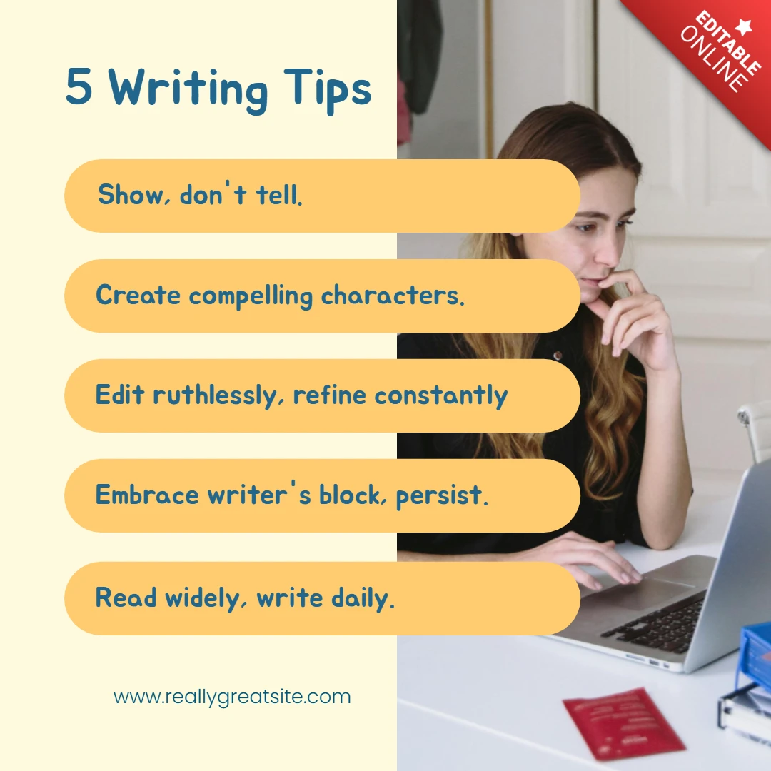 Writing Tips Instagram Post Design Template
