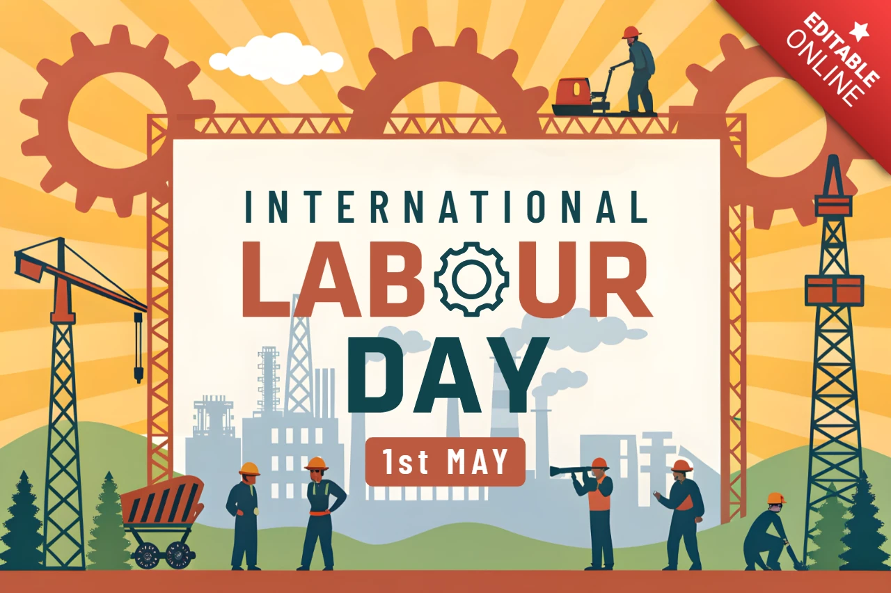 Plantilla de diseño industrial retro para la celebración del Día Internacional del Trabajo