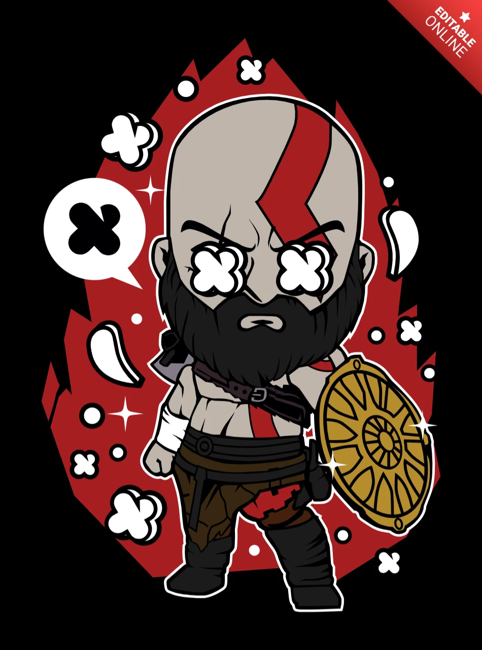 God of war plantilla de diseño de personajes de dibujos animados