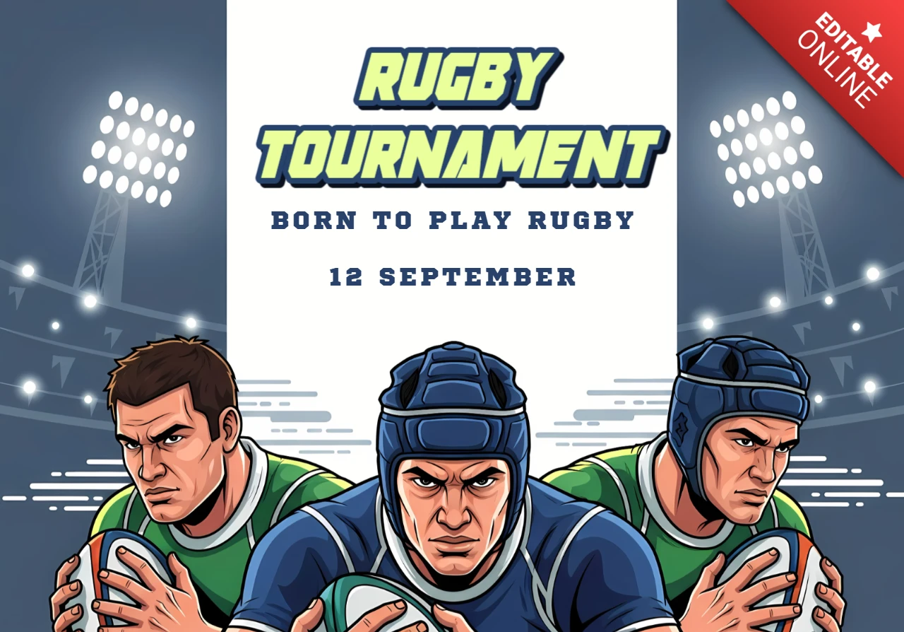 Modèle de conception de tournoi de rugby pour affiche d'événement sportif