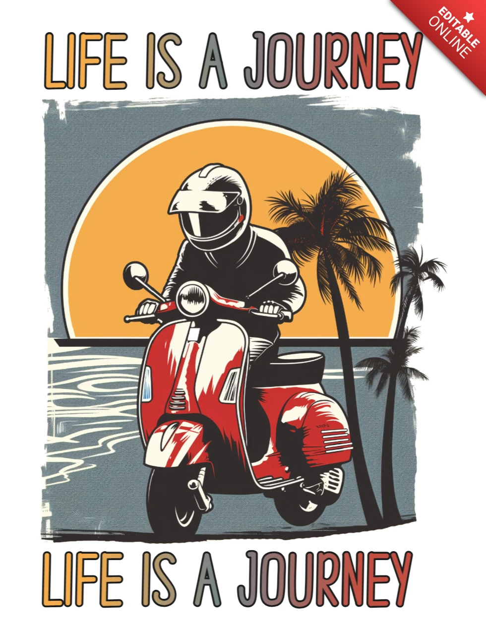 Life Is a Journey Ride, Explore & Embrace Every Sunset Display Design Template
