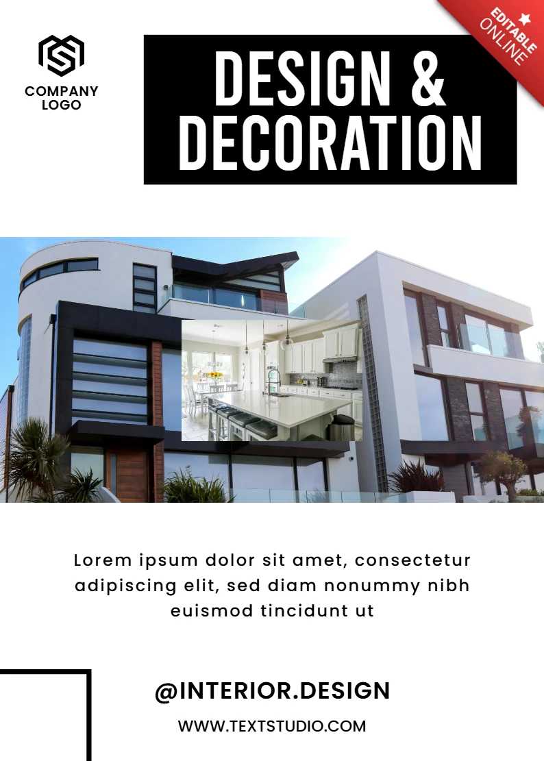Moderne interieurontwerp sjabloon voor vastgoedmarketing