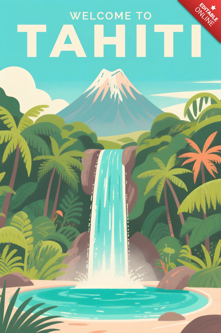 Tropisches Landschaftsdesign-Vorlage für Reiseposter