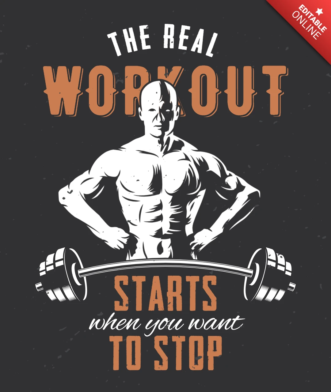 Mighty Men And Barbell T-Shirt Design Template