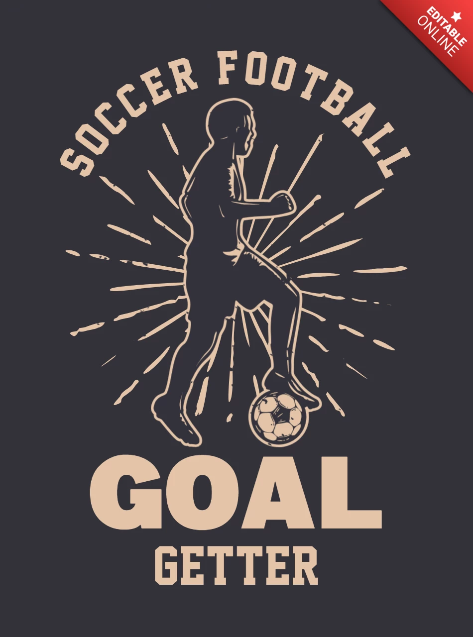 Hombre jugando fútbol plantilla de diseño de camiseta de fútbol