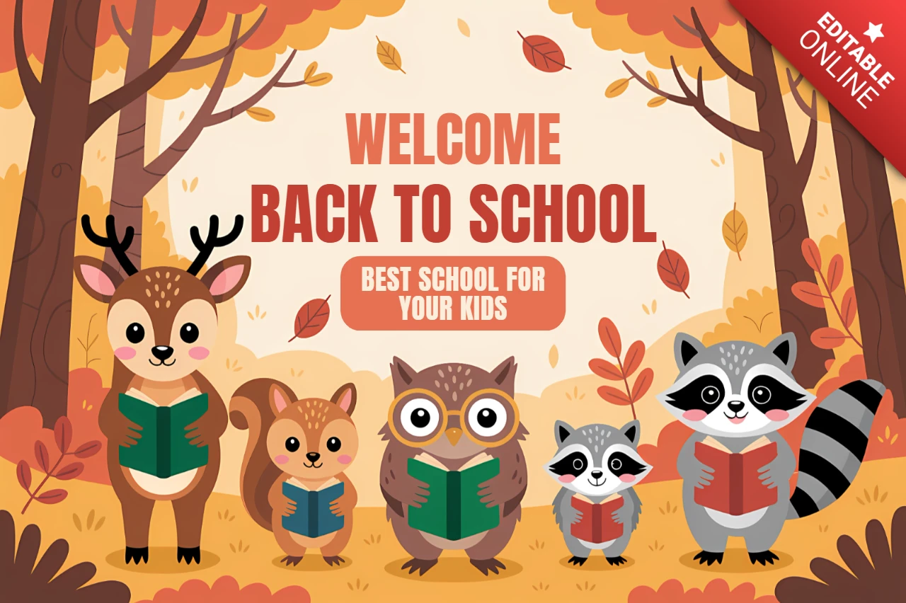 Back to School Animals Design Template for Kids Educational Posters
