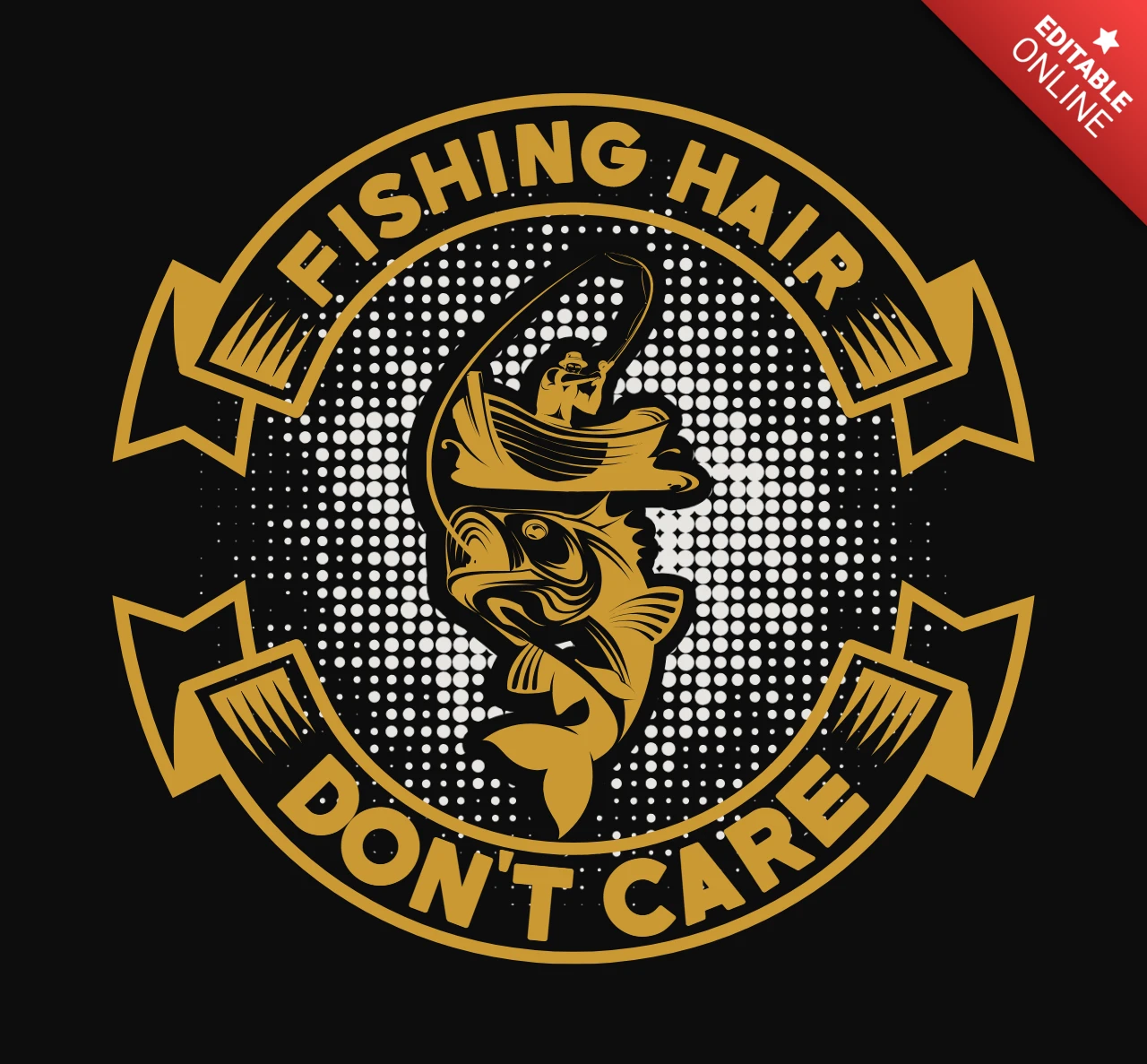 Modello di t-shirt per capelli da pesca