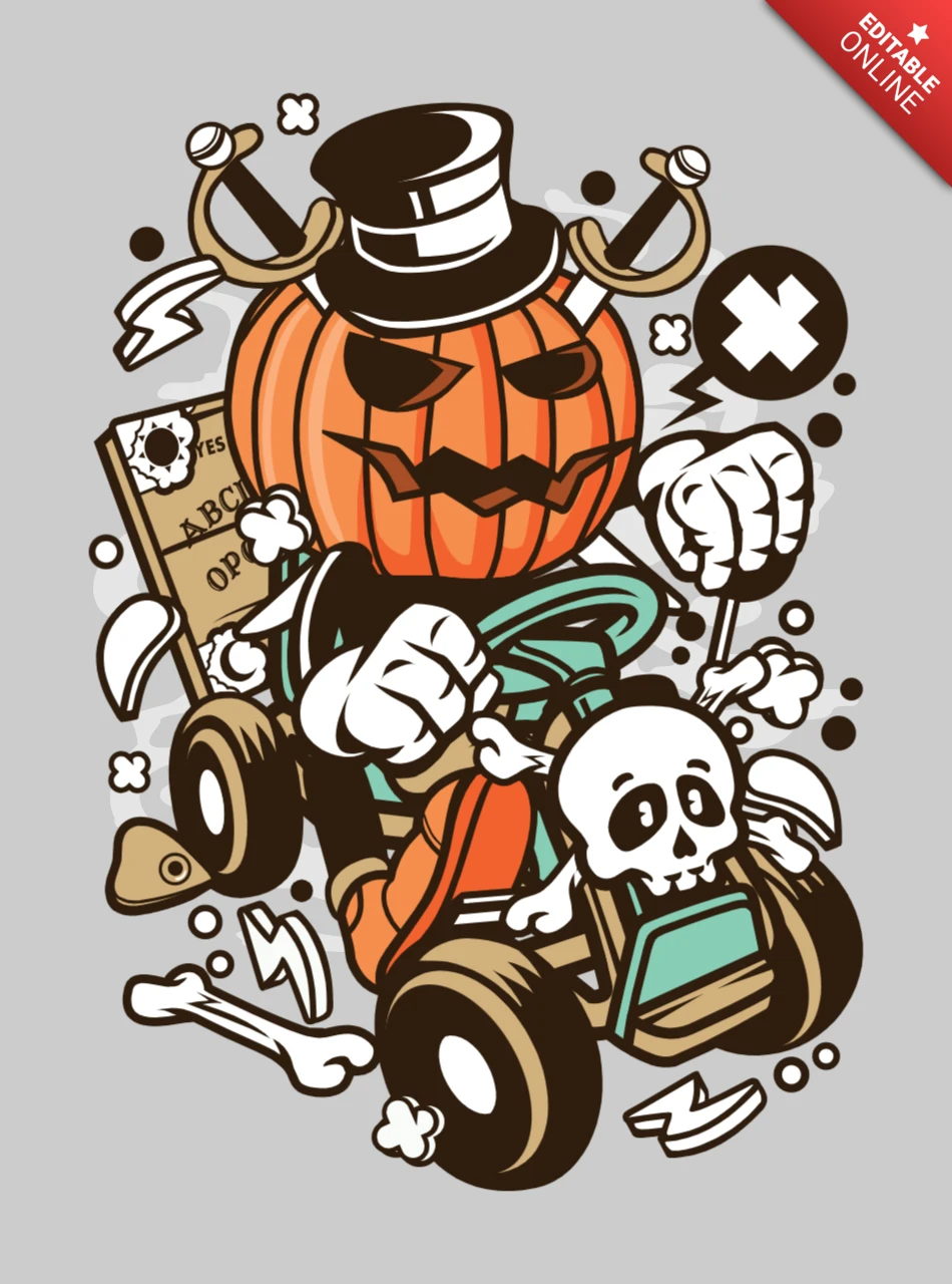 Modelo de design de camiseta de personagem de desenho animado de passeio de Halloween