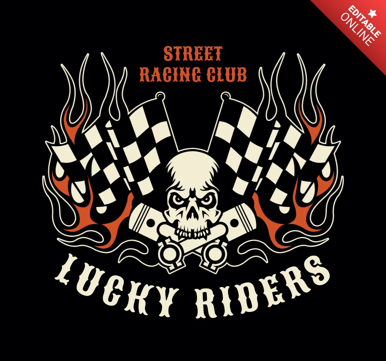 Street Racing Club With Skull T-shirt Design Template