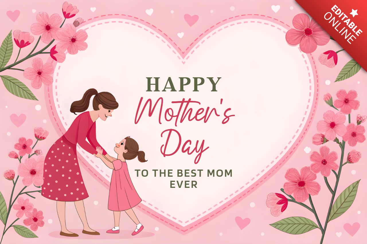 Floral Heart Design Template for Happy Mother's Day Celebration