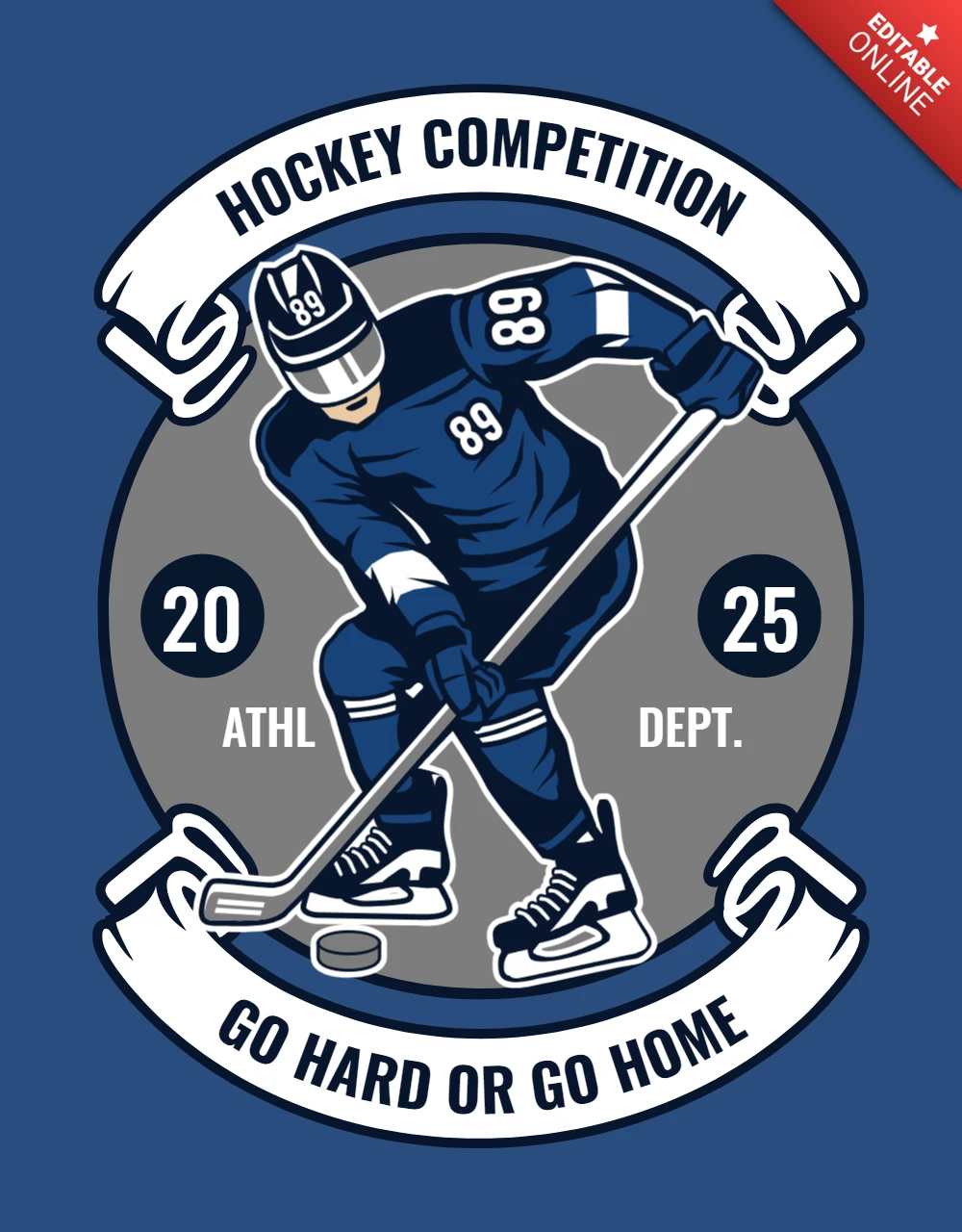 Modelo de design de camiseta de competição de hóquei