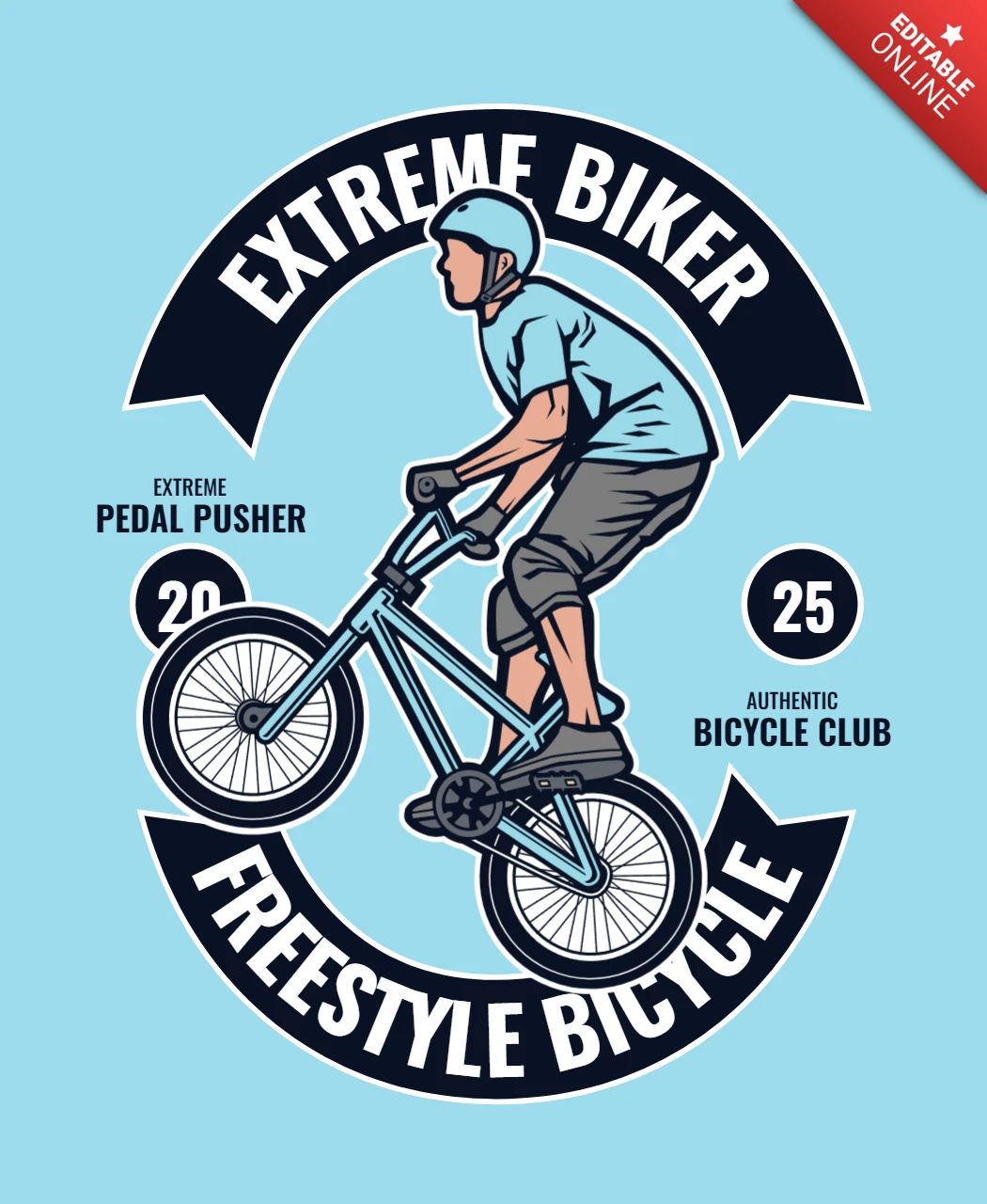 Plantilla de diseño de camiseta bmx biker freestyle extremo