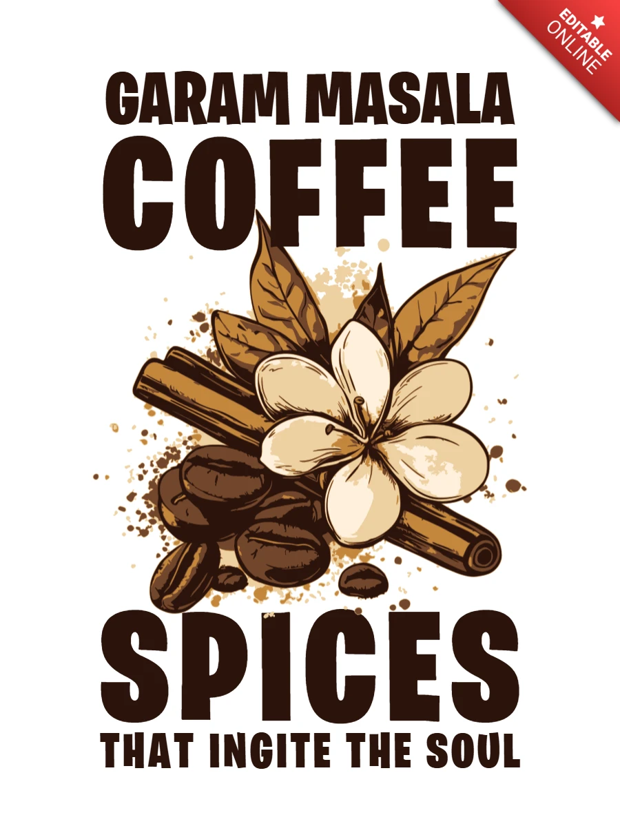 Modello di design tipografico vintage per spezie di caffè garam masala