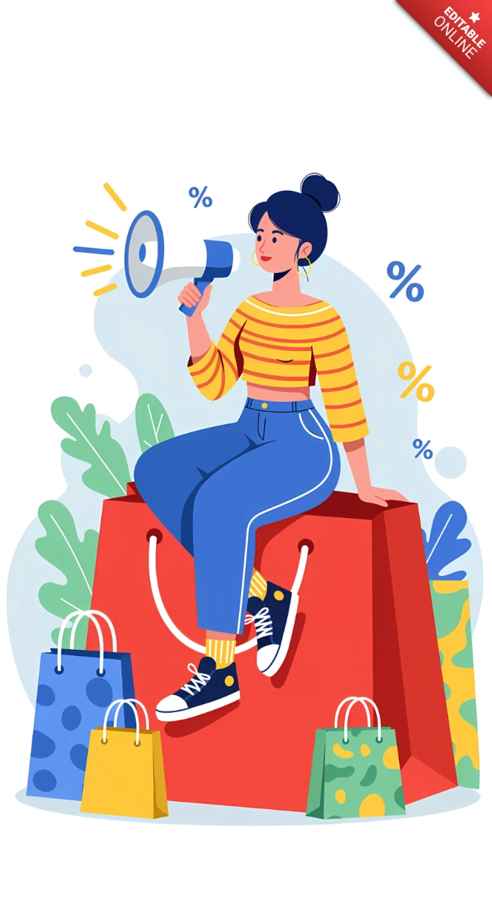 Modelo de design de promoção de compras para campanhas de marketing envolventes