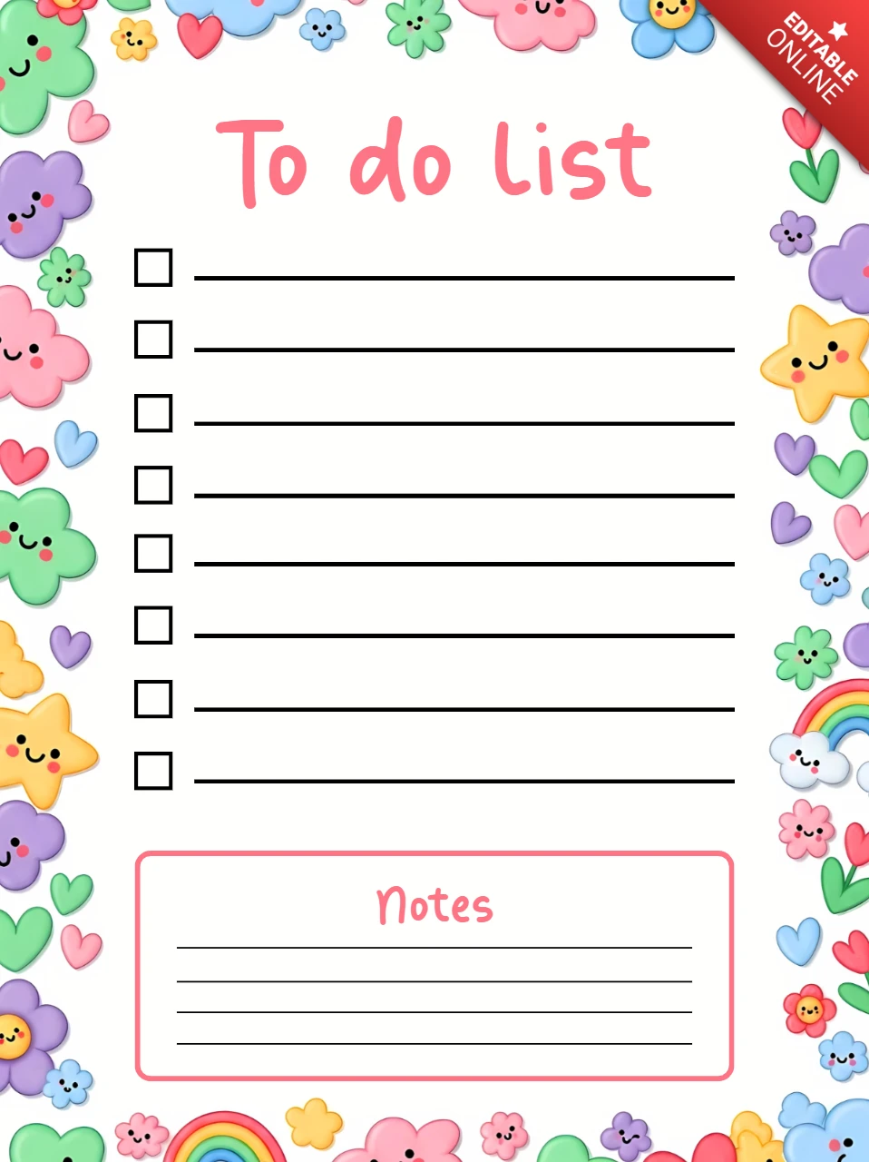 Colorful Floral To Do List Template Design for Kids