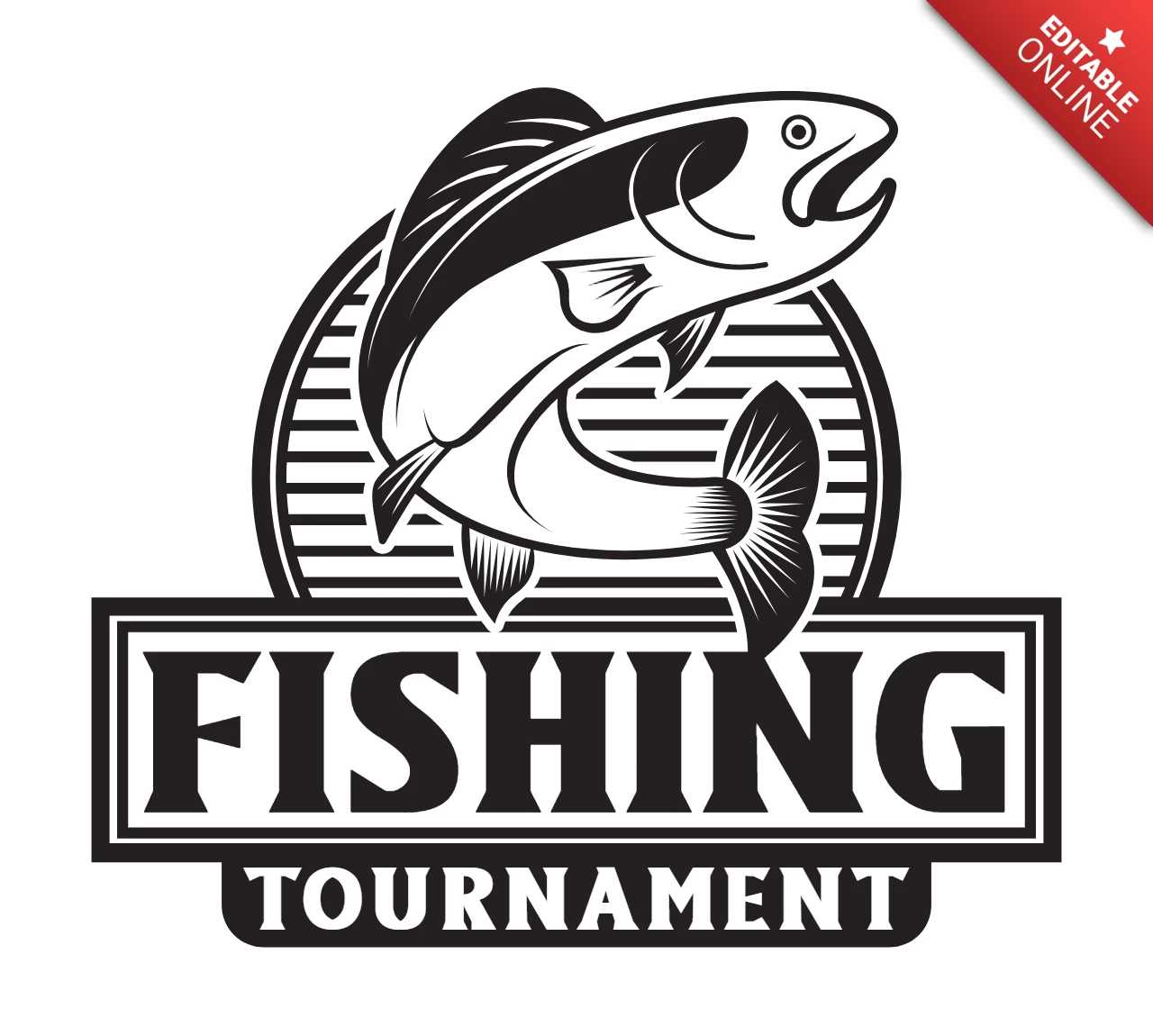 Modello di progettazione logo pesca nero