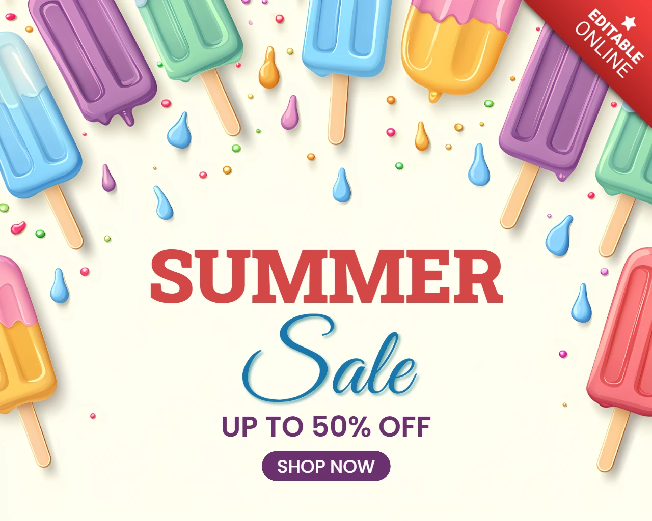 Modèle de conception de vente estivale colorée pour les promotions et les rabais avec des popsicles