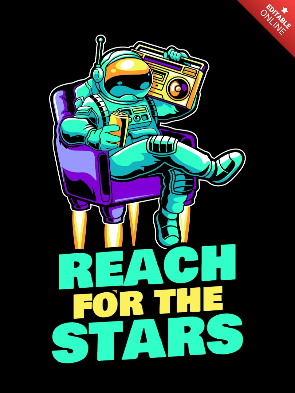 Reach For The Stars With Space Astronaut T-shirt Design Template