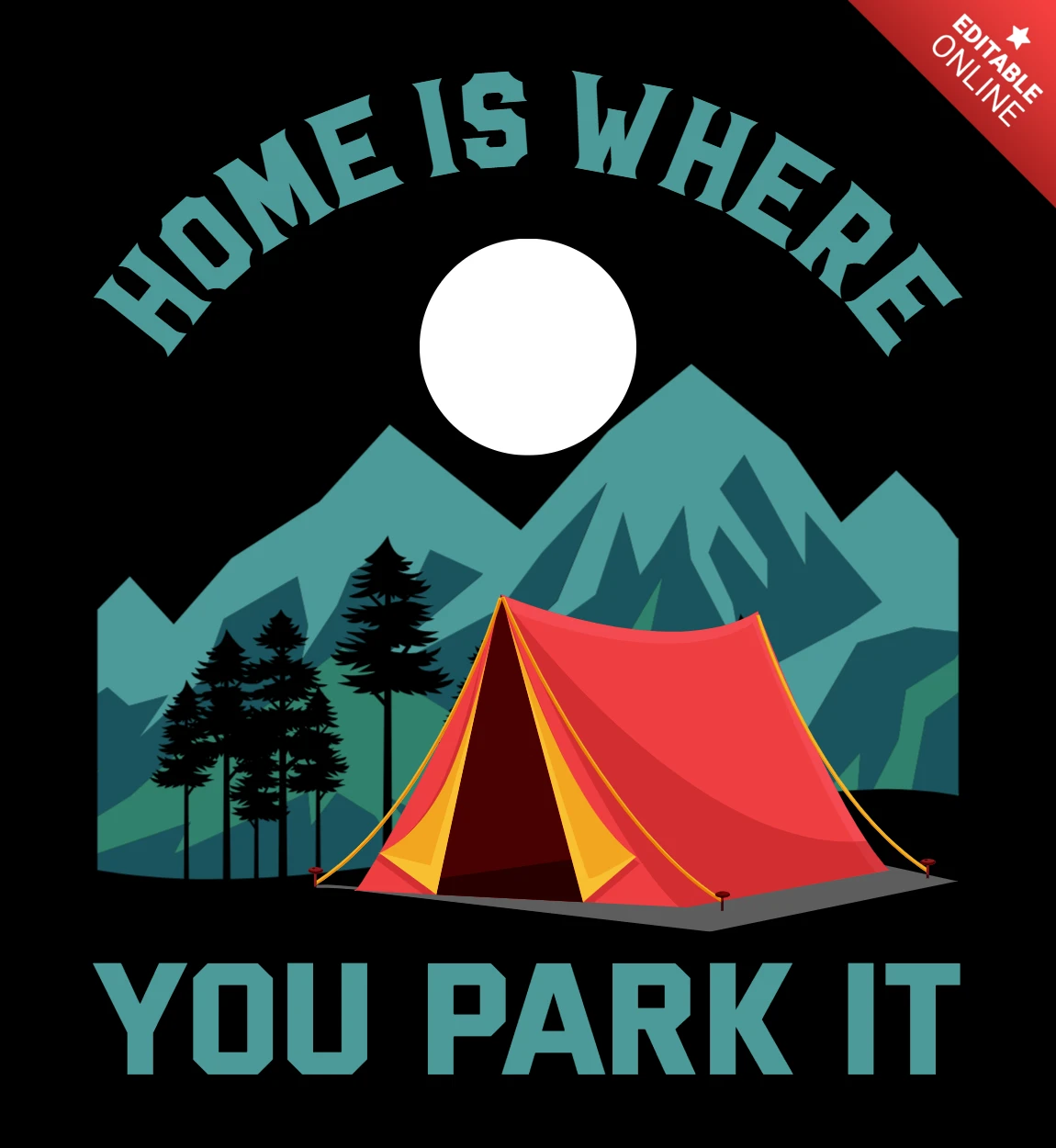 Home is where you park it camping plantilla de diseño de camiseta