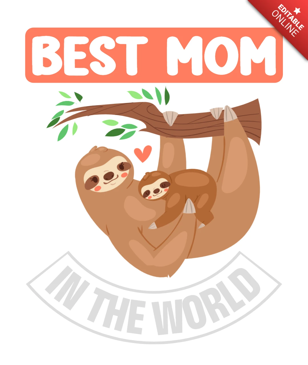 Faultier beste Mutter in der Welt T-Shirt-Design für Muttertag Vorlage