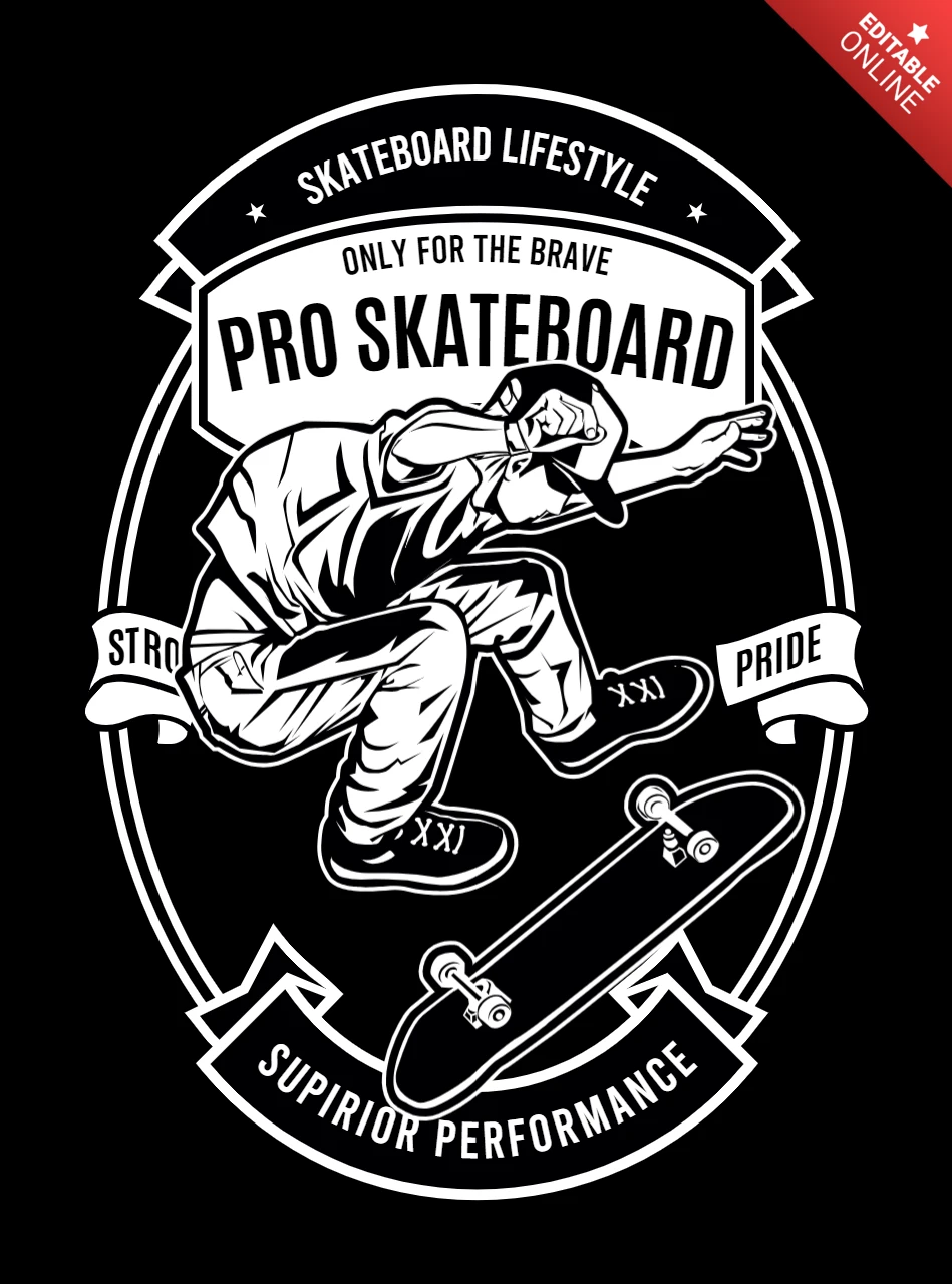 Pro Skateboard T-Shirt Design Template