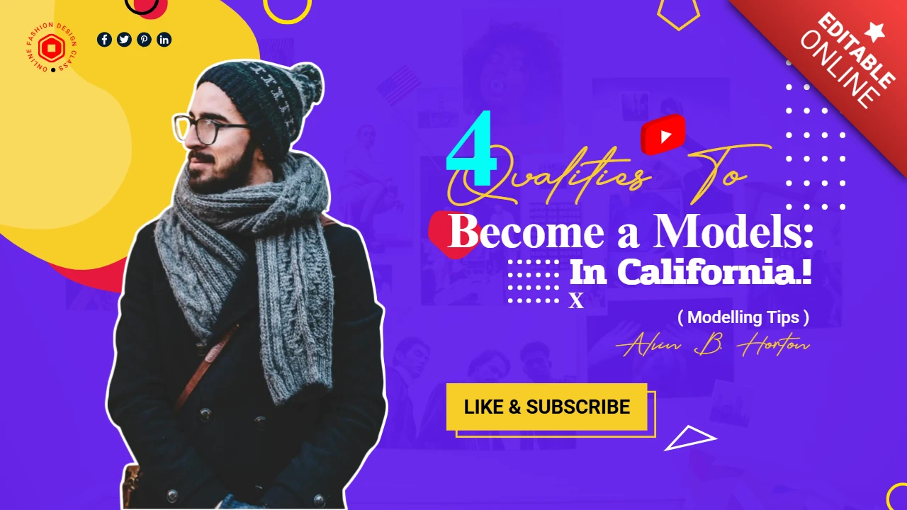 メンズファッション YouTube チャンネルのサムネイル投稿デザイン テンプレート