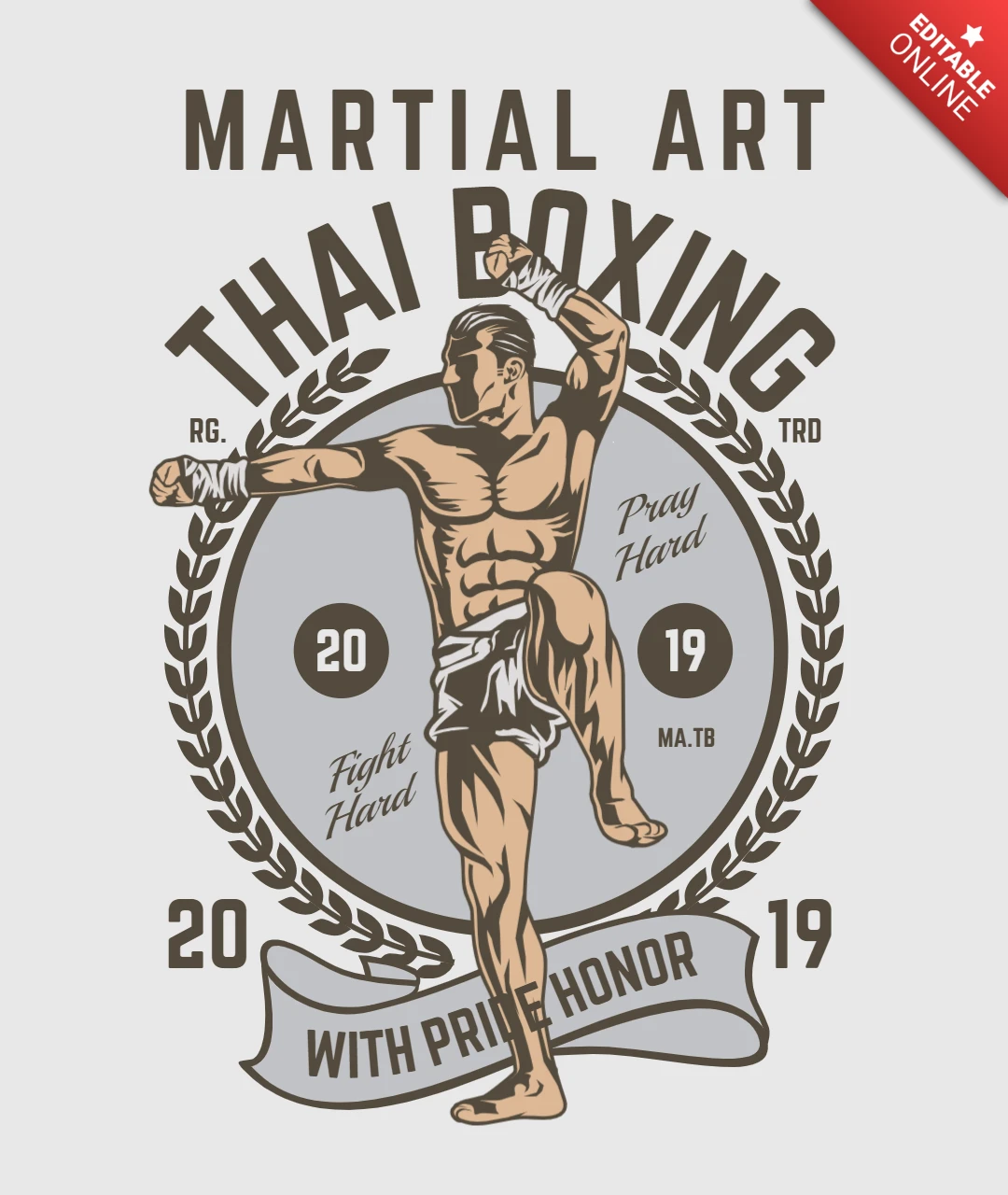 Thai Boxing Fighter T-Shirt Design Template