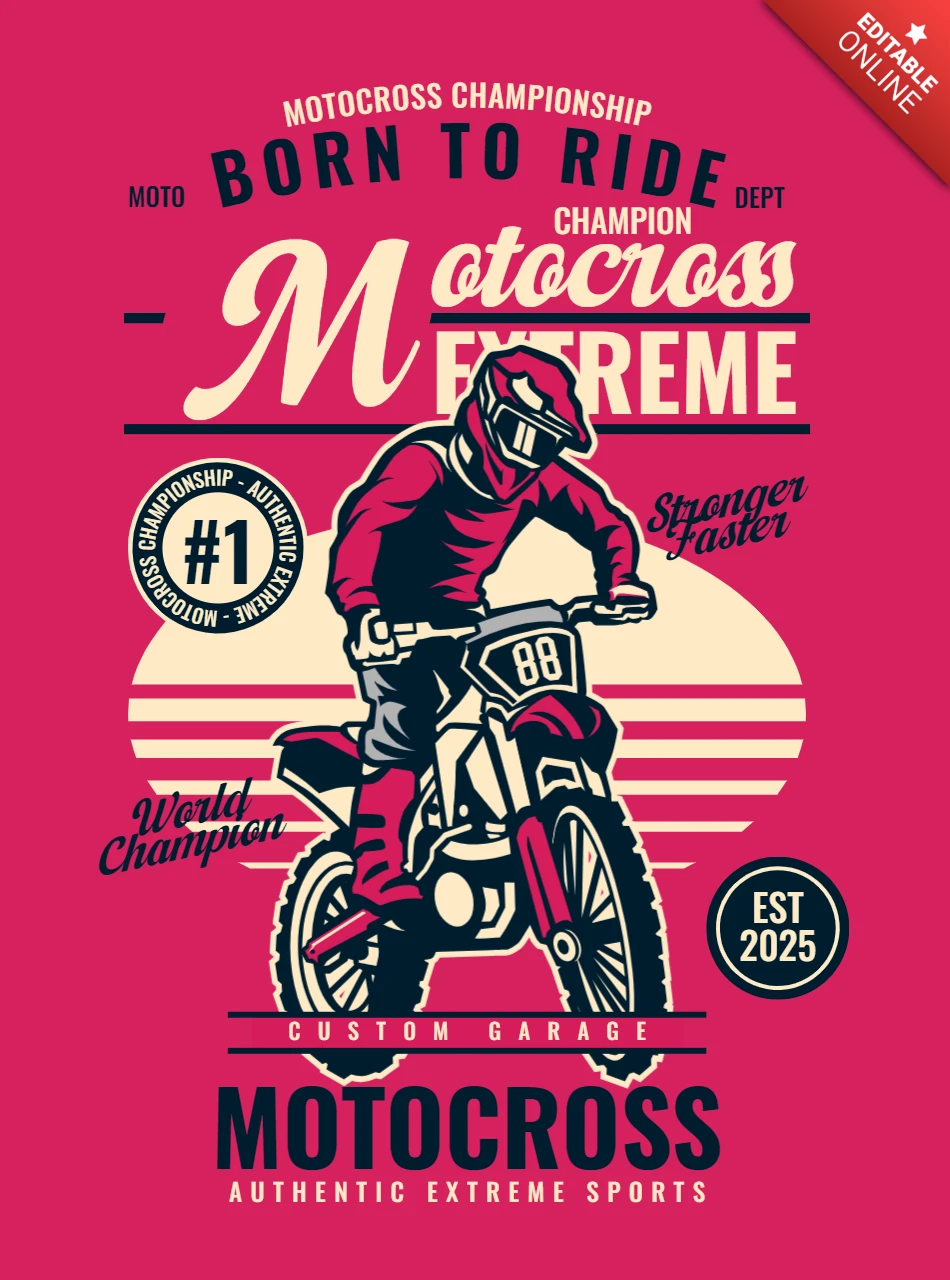 Modèle de conception de t-shirt Born to Ride motocross