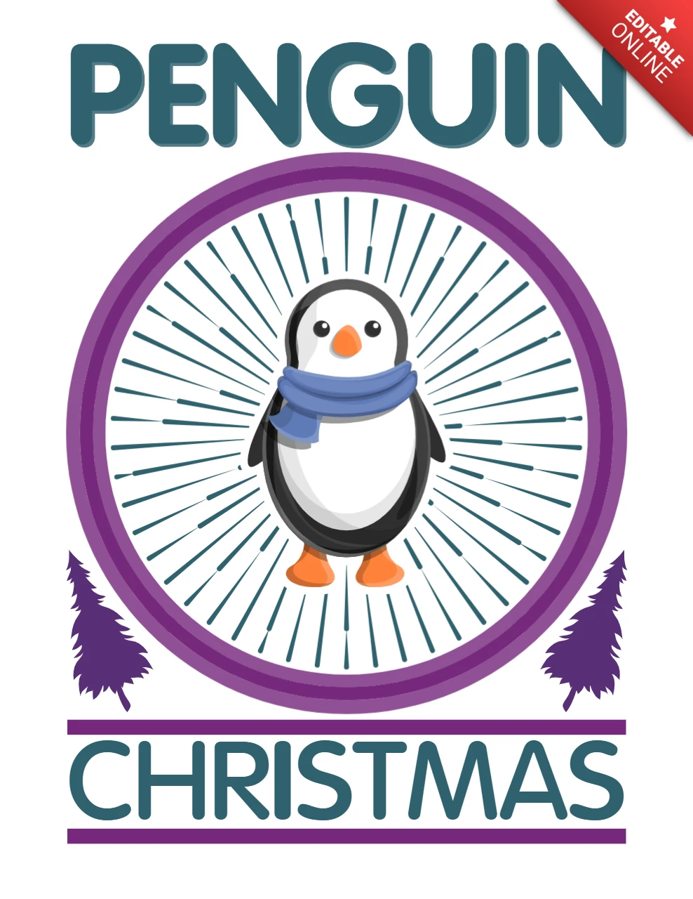 Modelo de design de Natal de pinguim brincalhão para comemorações festivas