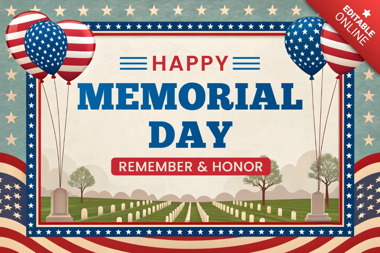 Patriotic Memorial Day Design Template: Celebrate and Honor with Editable Graphics
