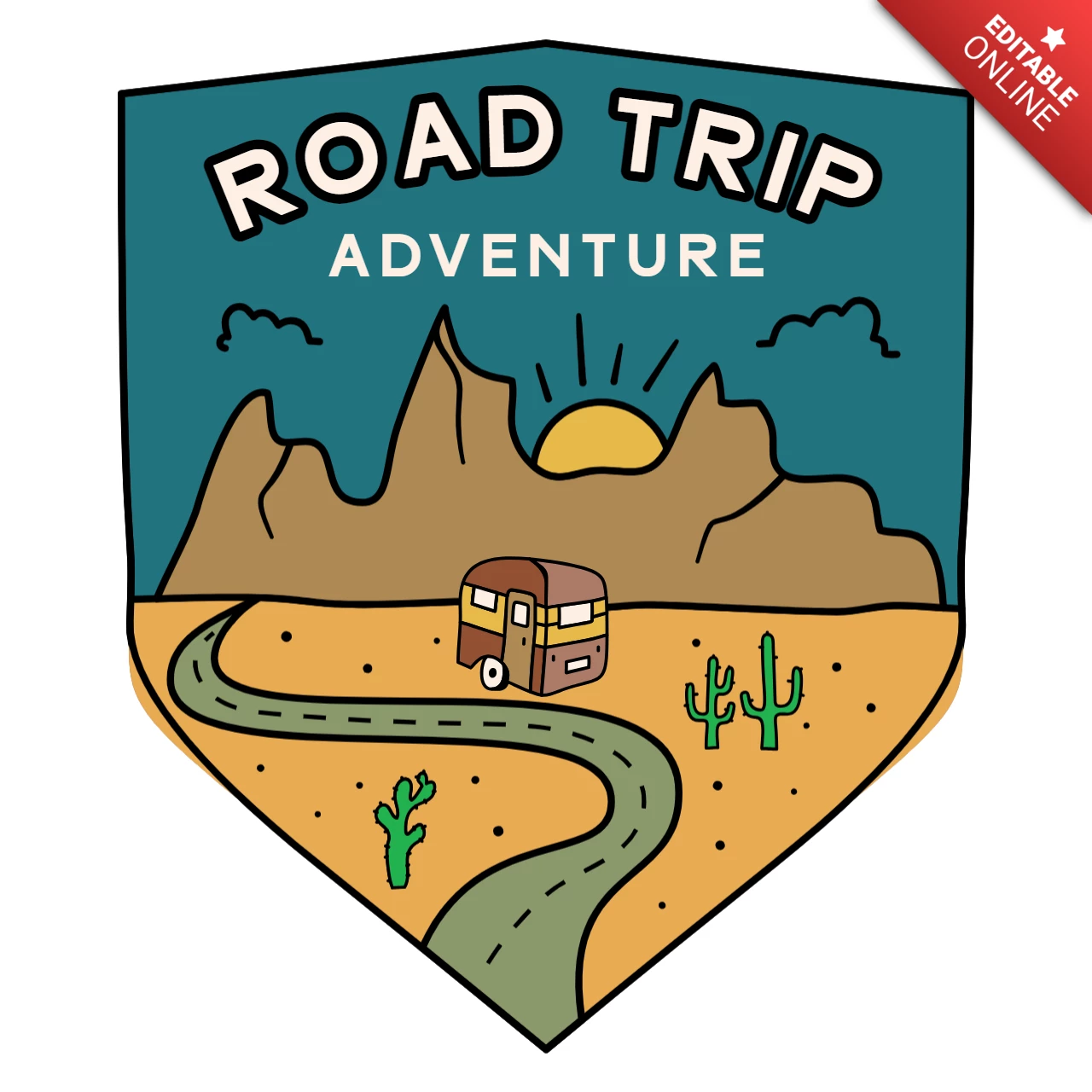 Road Trip Desert Badge Template Design
