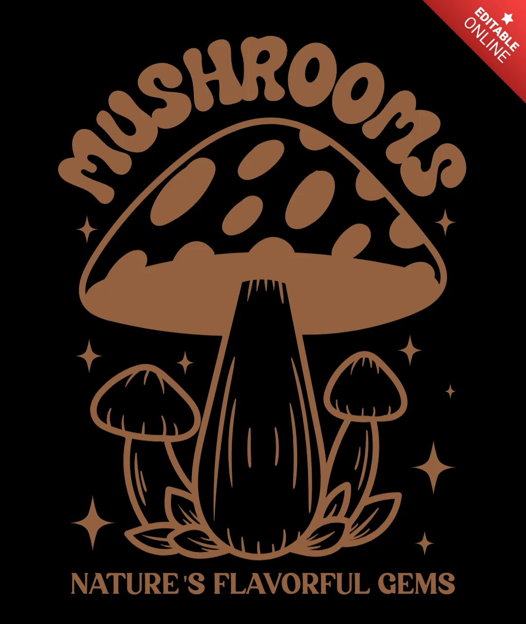 Cogumelos, as preciosidades saborosas da natureza para cada prato, modelo de design de camiseta.