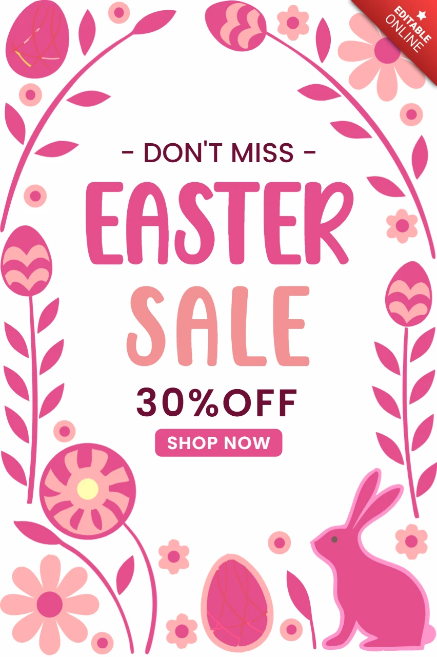 Spring Floral Design Template for Easter Sale Promotion