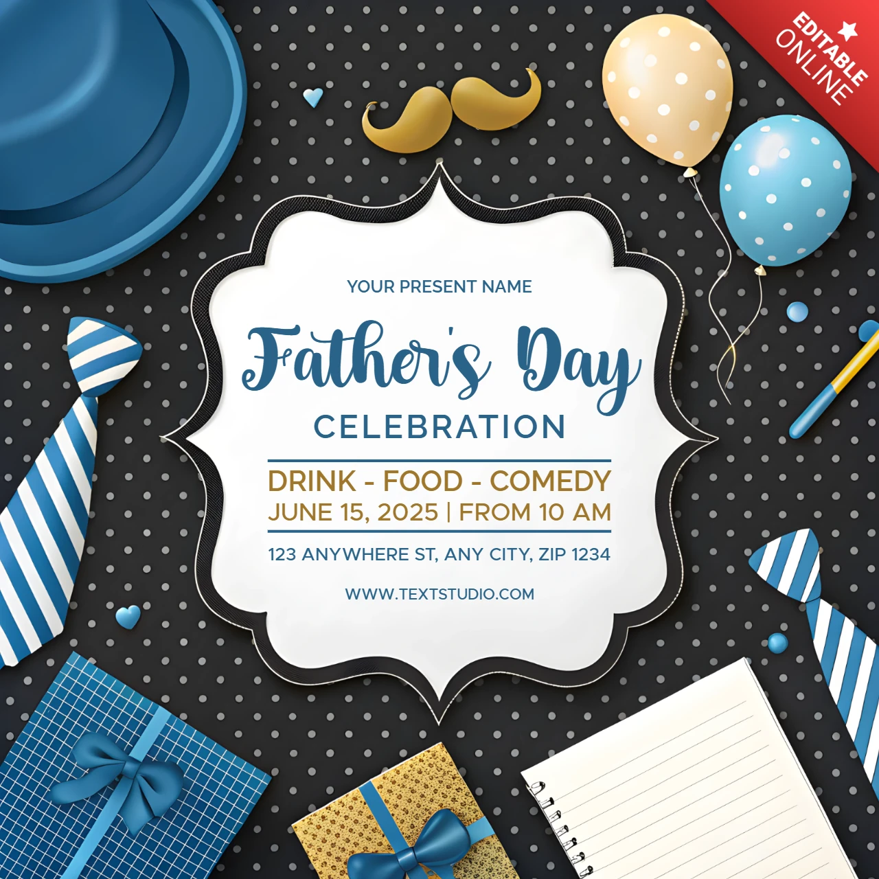 Playful Retro Father's Day Celebration Template Design with Fun Graphics