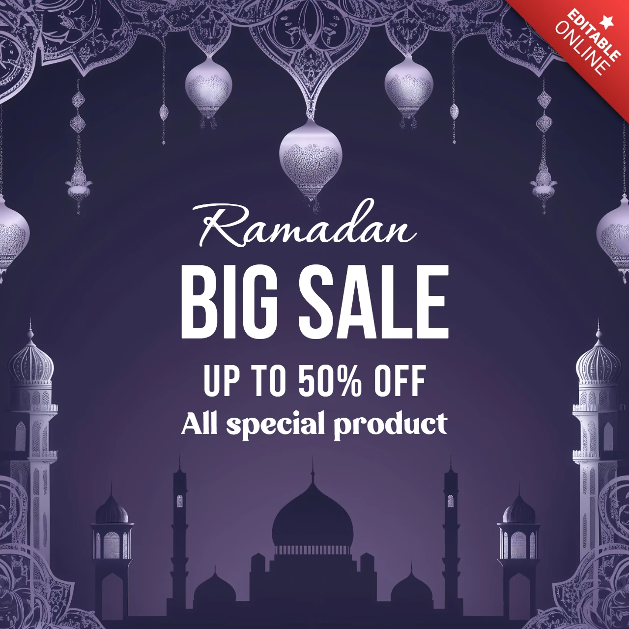 Modèle de conception de vente élégante pour le ramadan pour les promotions spéciales