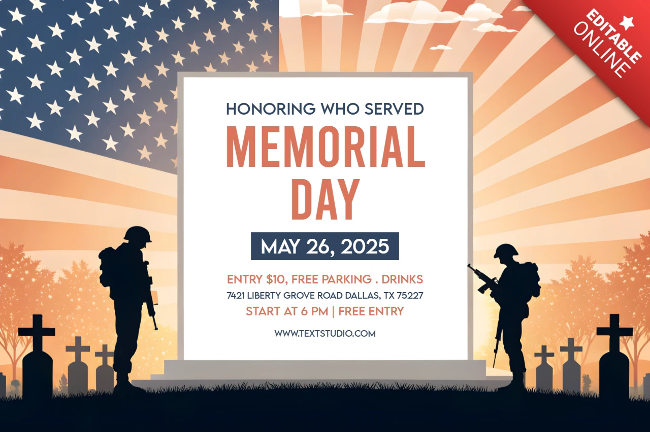 Memorial Day Tribute Template: Respect and Reflect Design for Honoring Heroes