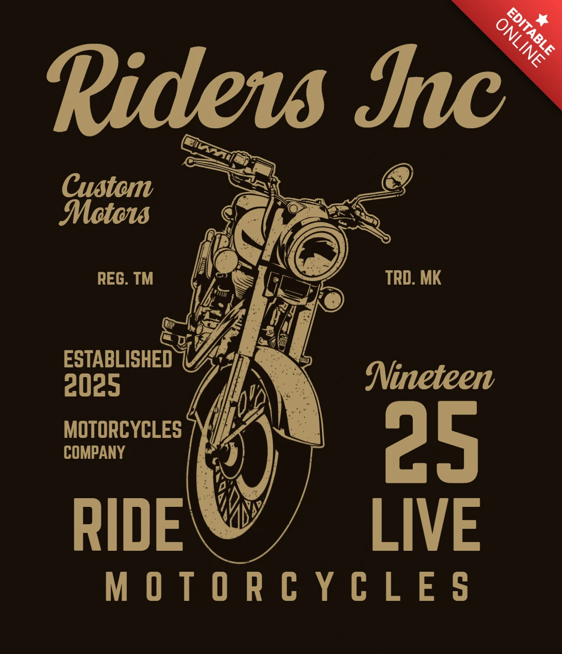 Rides Motorcycle T-shirt Design Template