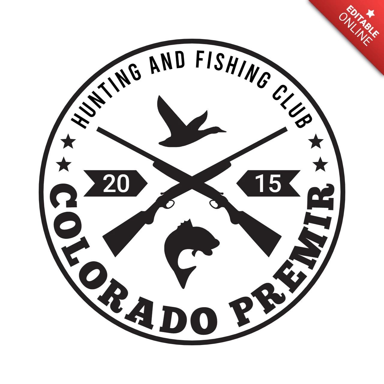Plantilla de diseño de logotipo de club de caza y pesca