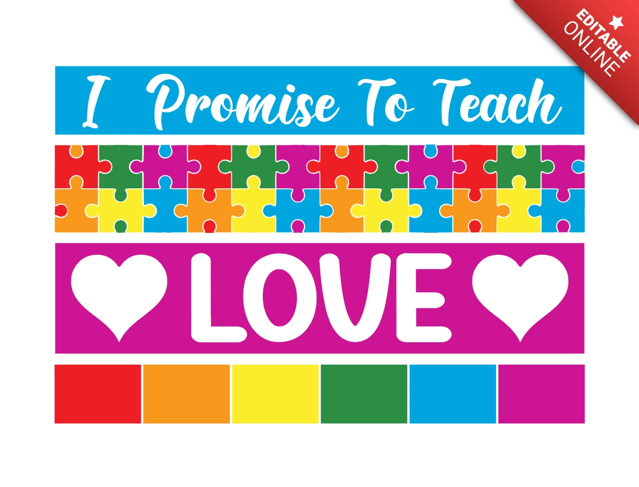 Teach Love Puzzle Lgbt T-Shirt Design Template