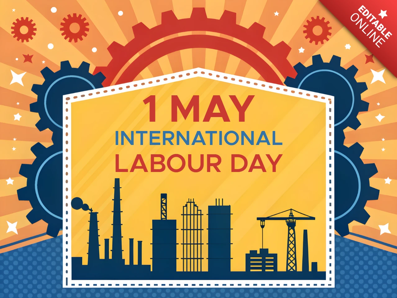 Editable Labour Day Celebration Template – Bold Industrial Design for 1 May Events