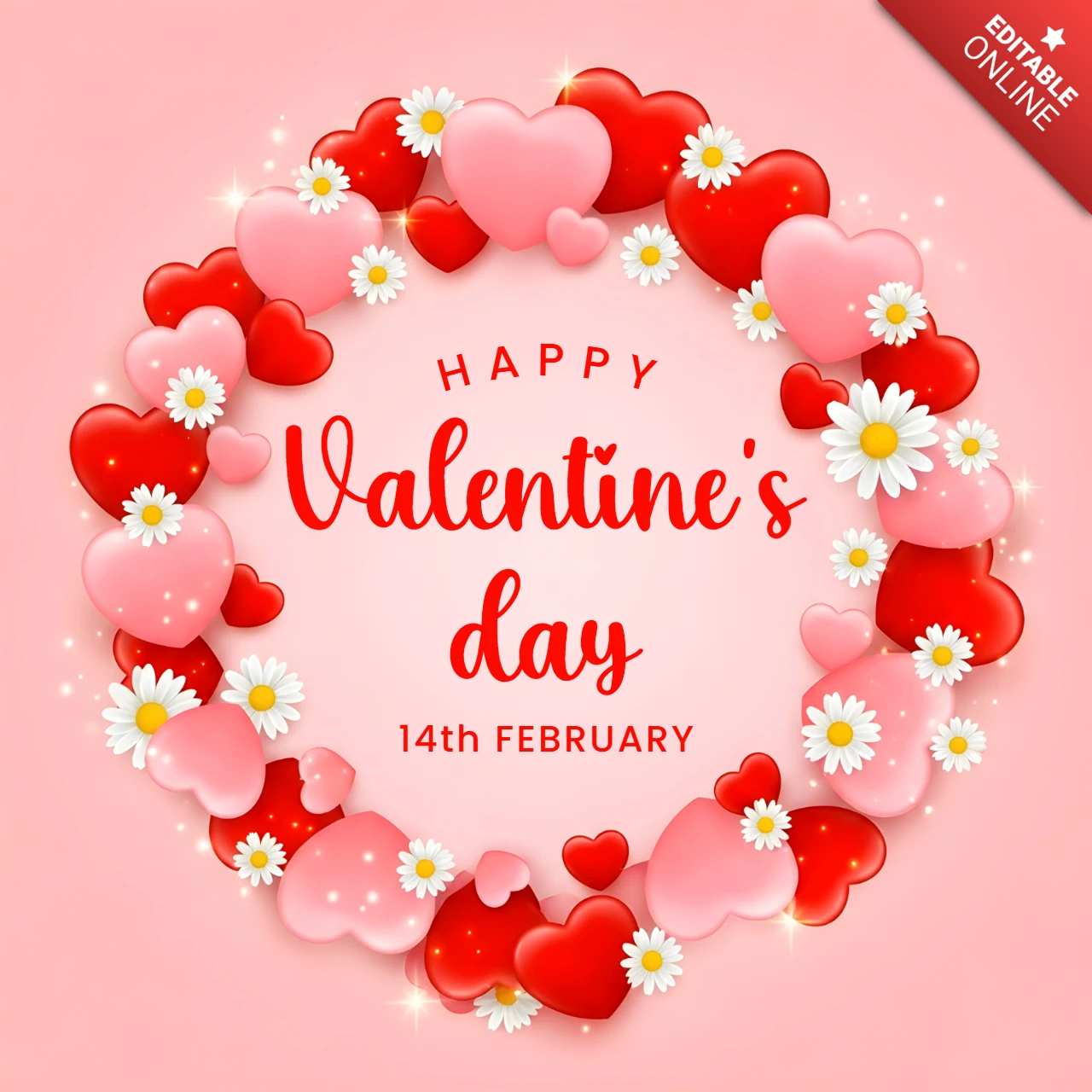 Herzkranz-Designvorlage für Valentinstag-Grußkarten
