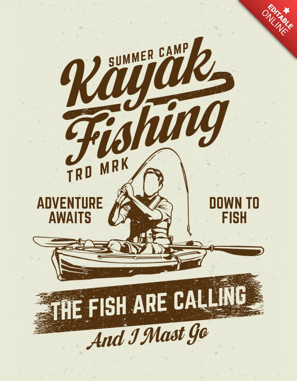 Summer Camp Kayak Fishing T-shirt Design Template
