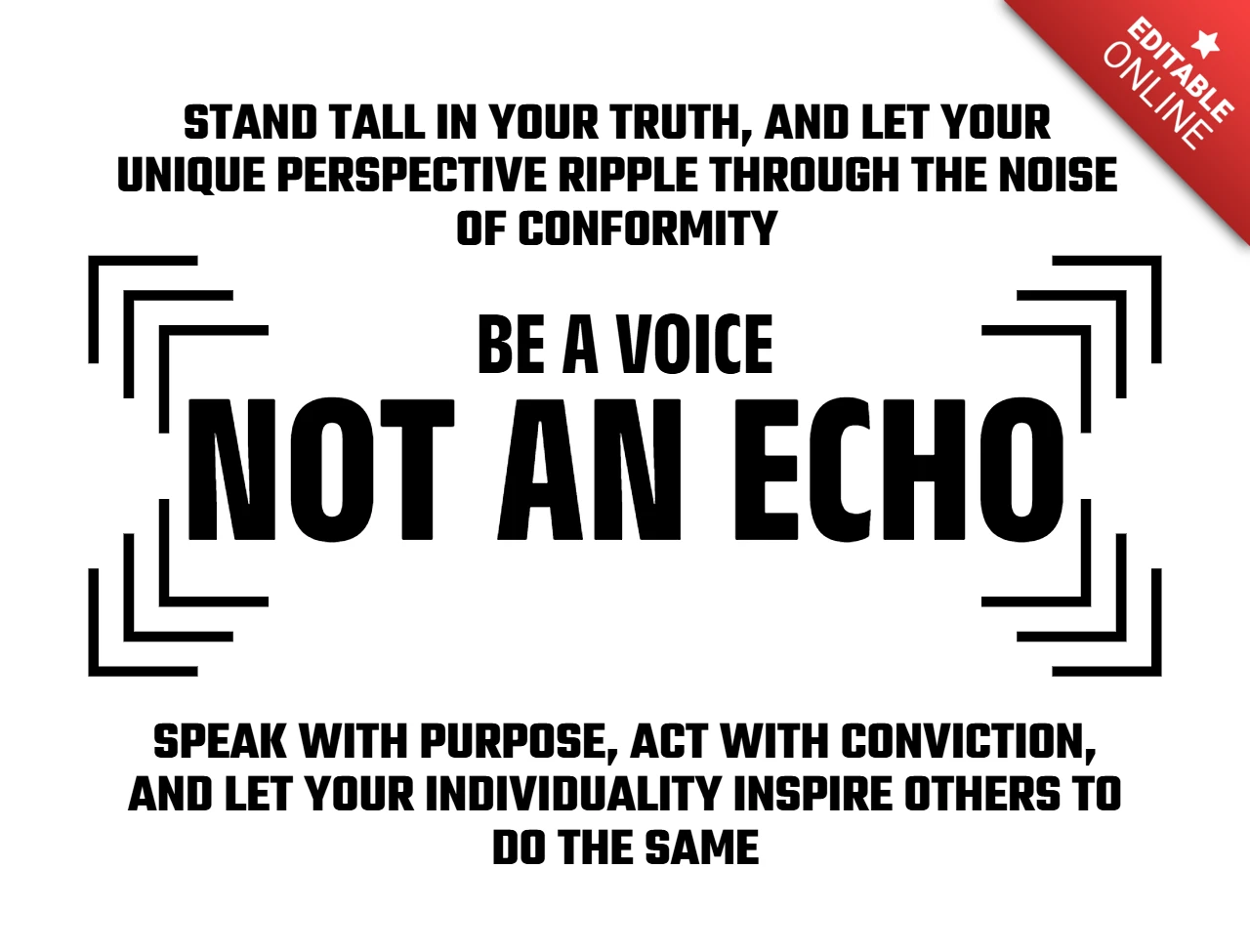 Não é um eco, fale motivacionalmente com propósito e inspire a individualidade - modelo de design de camiseta.