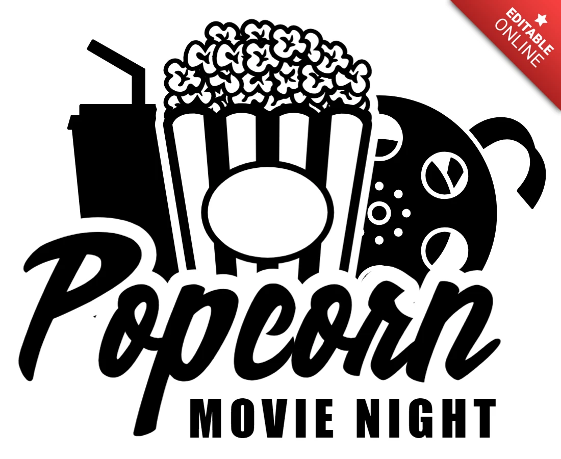 Modèle de logo pour la soirée cinéma pop-corn