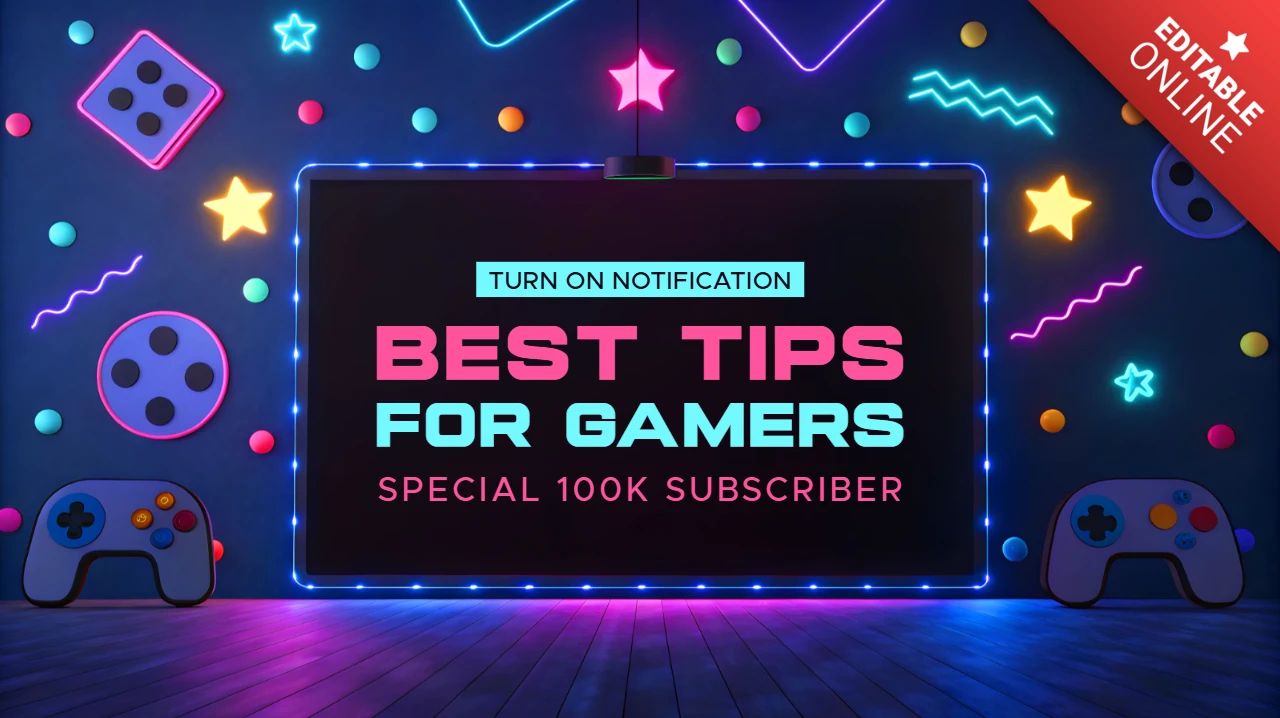 Neon Arcade Items Design for Gamers with Tips for Subscribers