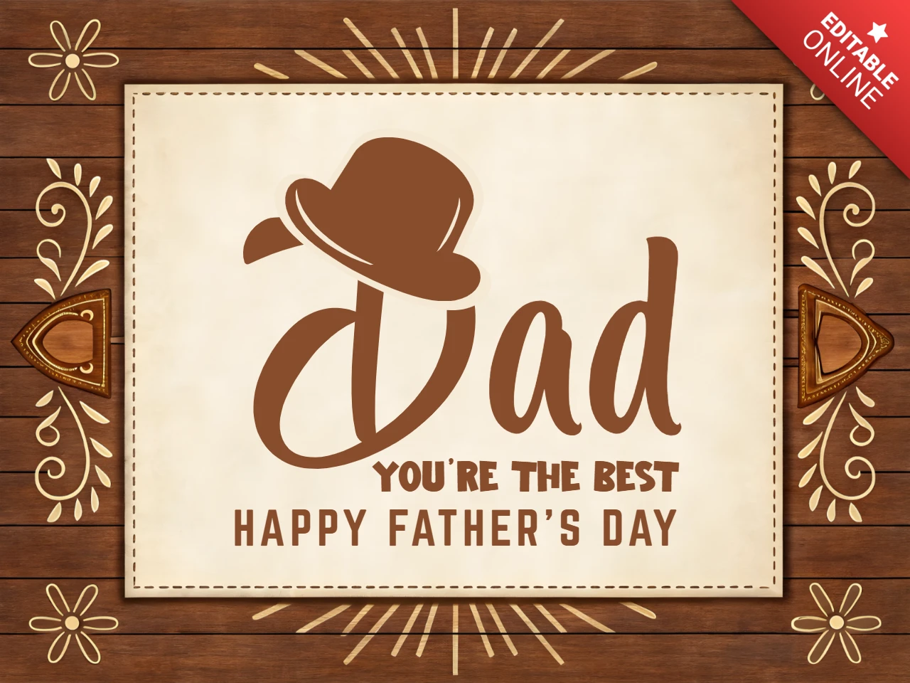 Rustic Father's Day Card Template Design with Vintage Hat Motif