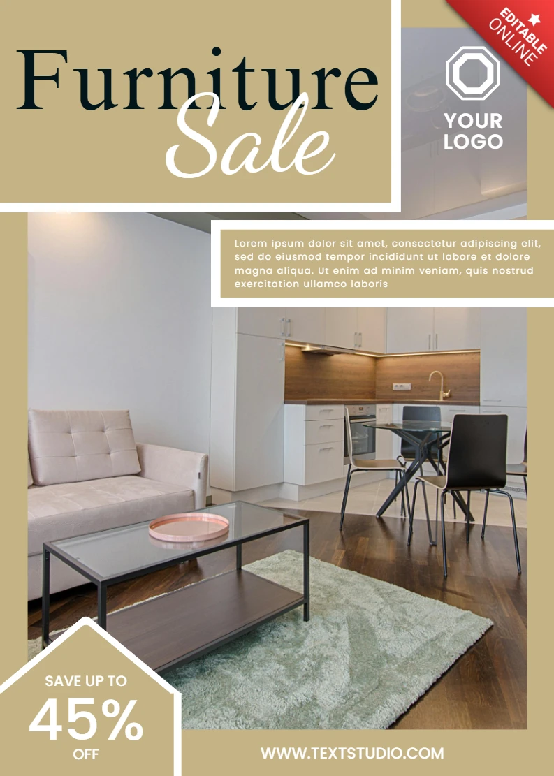 Modern Furniture Sale Template for Promotional Marketing Design