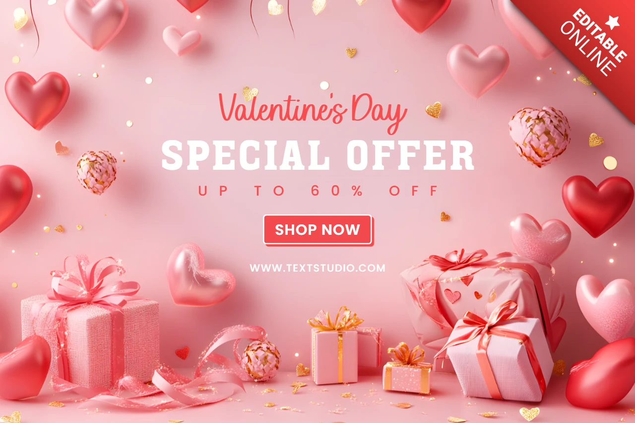 Plantilla de diseño de rebajas de San Valentín con ofertas y descuentos especiales